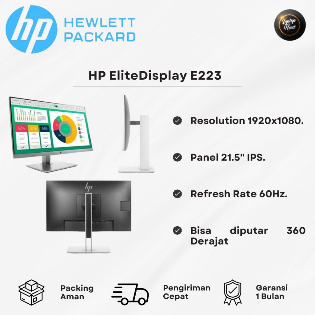 HP EliteDisplay E223 21.5-inch Monitor IPS Bergaransi
