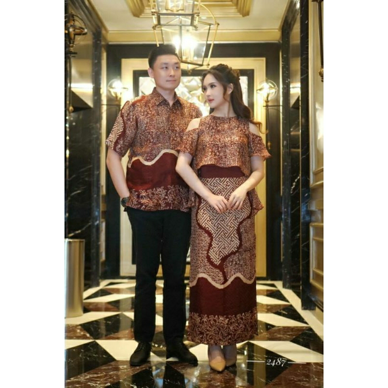 Maroon Viscose Batik Couple