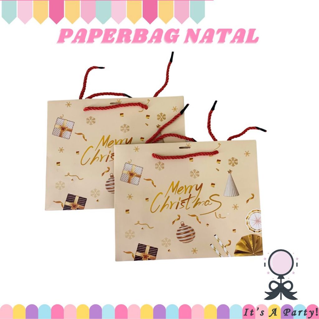 

Papper Bag Natal Premium Ukuran Large 32 cm x 26 cm Papper Bag Landscape Paper Bag Hadiah Natal Hampers Natal Merry Christmas Tas Hadiah Natal