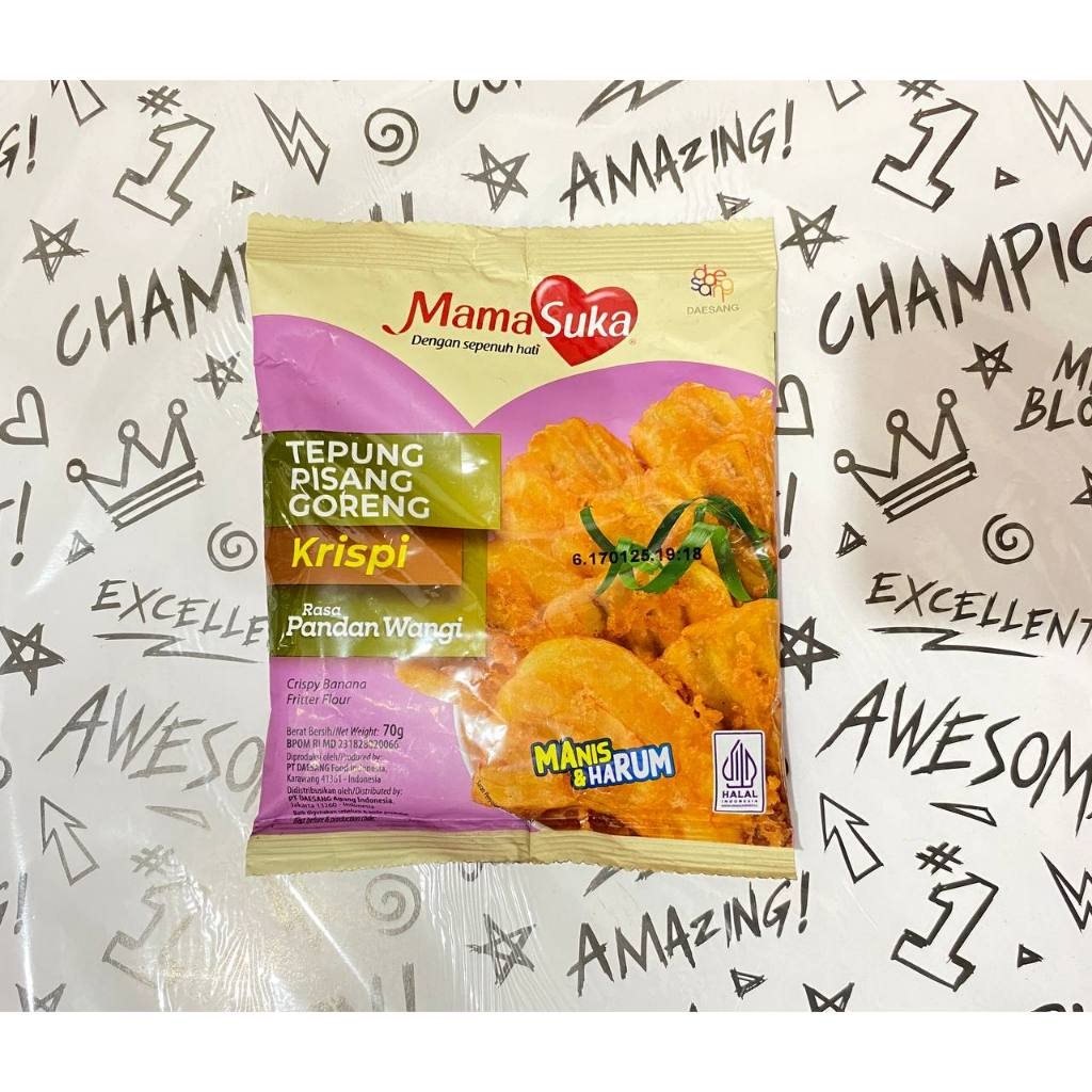 

Tepung Pisang Goreng Krispi Pandan Wangi 70g