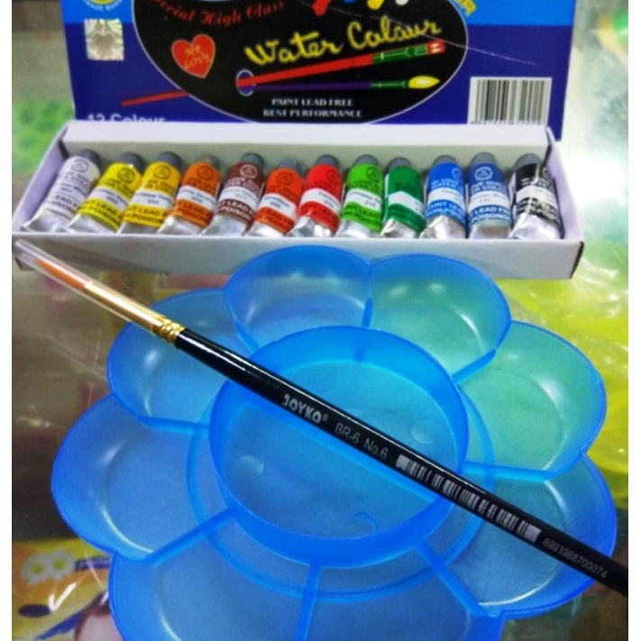 

Murah komplit Cat Air set 12 warna piring cat dan kuas untuk anak