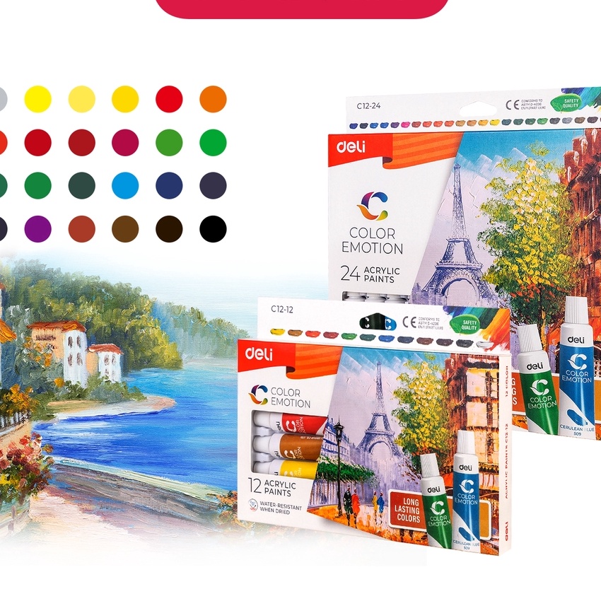 

KF7 Deli Acrylic Paint Cat Akrilik 1224 Warna Kemasan Kotak 12ml EC1212 EC1224