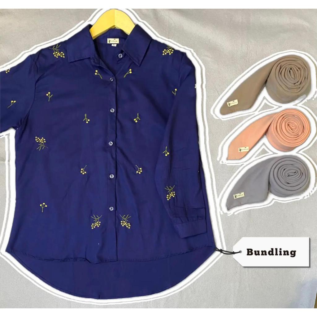 Ceisya.in - Kemeja bordir bunga + Hijab polos