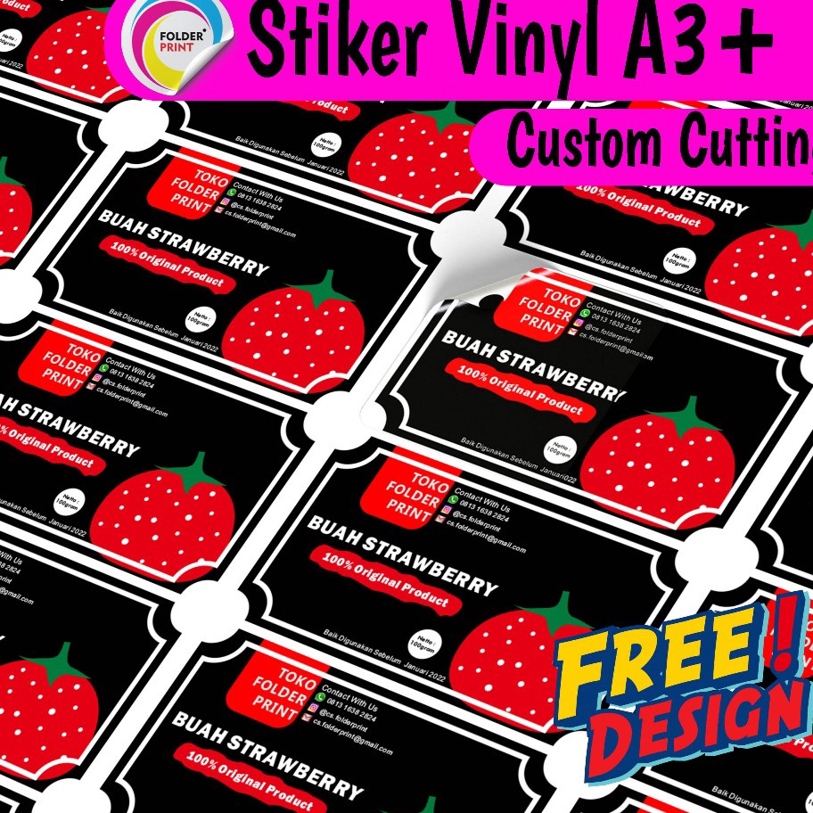 

NIKMATI KEMUDAHAN BELANJA ONLINE Stiker Vinyl A3 Anti Air Label Kemasan Produk Custom Cutting
