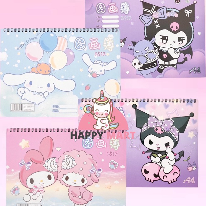

HJ6 sketch book buku gambar motif kuromi cinnamoroll melody