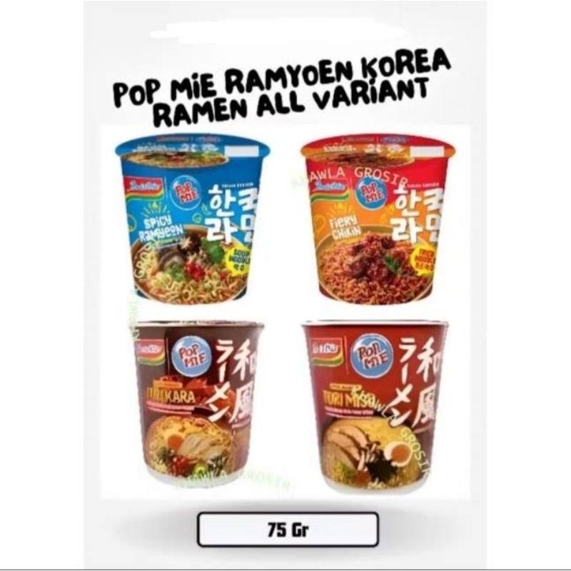 

Pop Mie Cup Japanese sup / Pop Mie Ramyoen Korean all varian