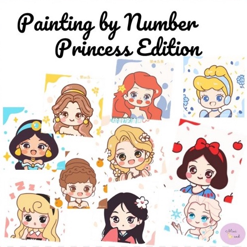 

KI3 Canvas Painting Disney Princess by Number Melukis Mewarnai Kanvas Gambar Princess Anak DIY Painting Dital Satu Set Peralatan Melukis Anak