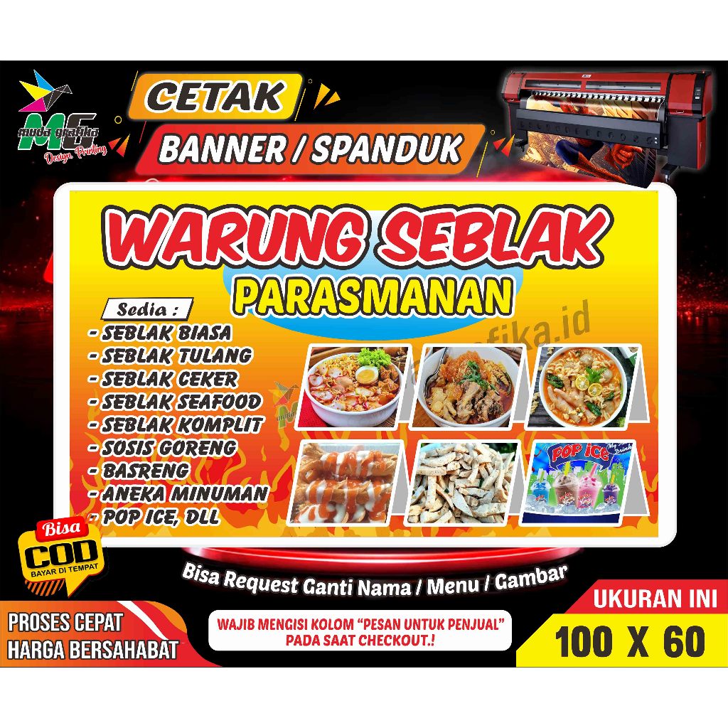 SPANDUK WARUNG SEBLAK /BANNER SEBLAK 100x60