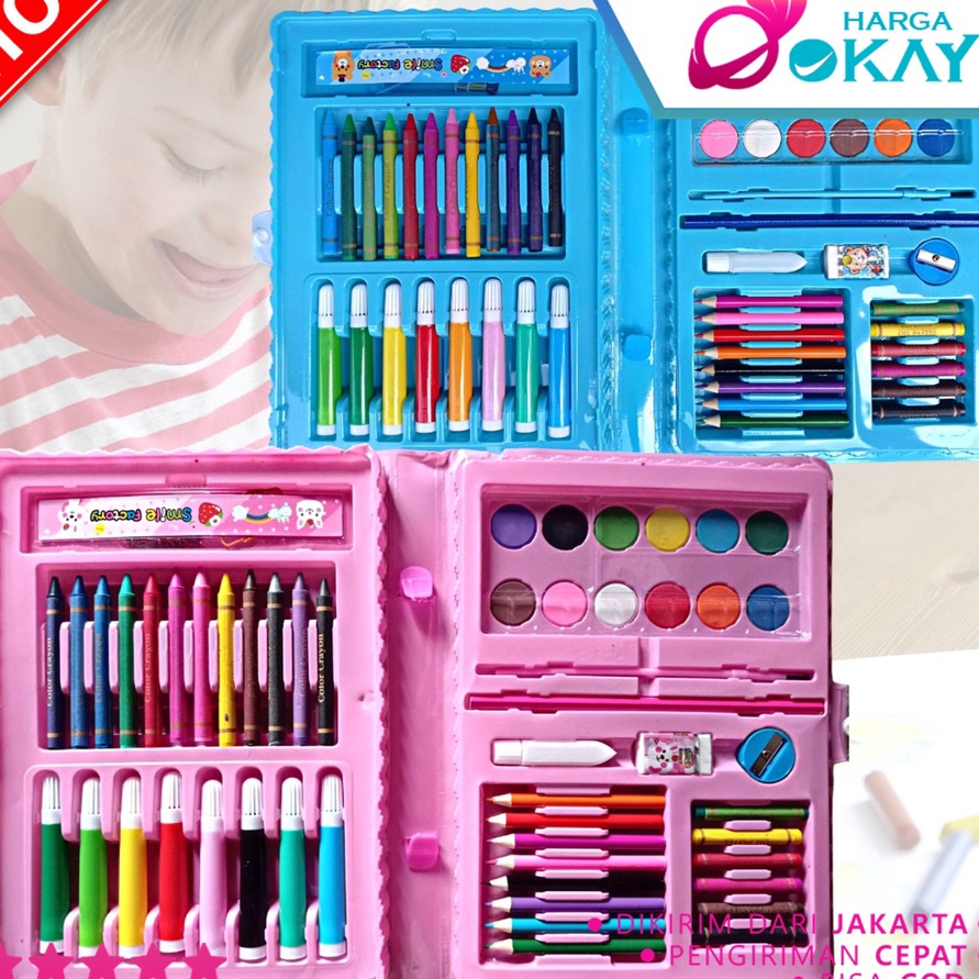 

Gila HO Drawing Set 68Pcs Oil Pastel Crayon 68 IN 1 Set Krayon Mewarnai dan Melukis Lengkap dengan Cat Air Alat Mewarnai Anak Anak Bentuk Koper