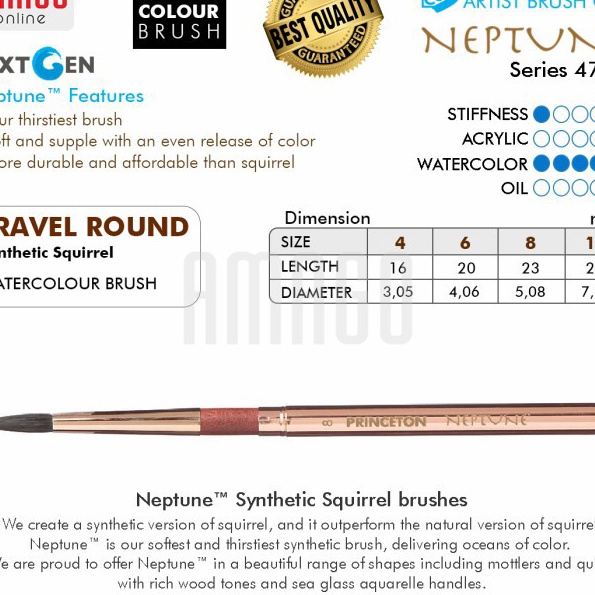 

KI3 Kuas PRINCETON Neptune Watercolour Brush Round Pilih Ukuran