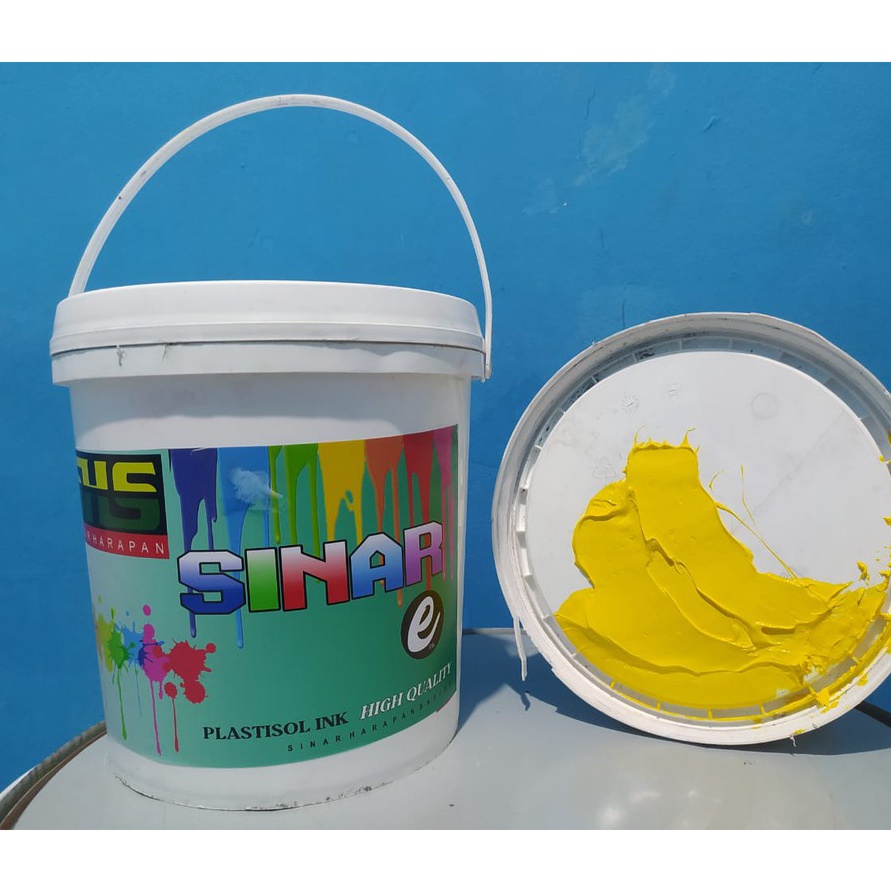 

Boom plastisol economis sinar harapan sablon warna kuning kemasan 5kg