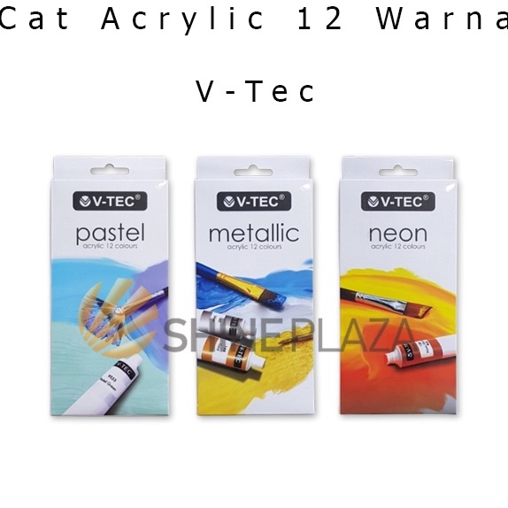 

Sale Cat Acrylic VTec 12 Warna Pastel Neon Metallic Colors 6ml Cat Akrilik VTec Paint Set VT612A