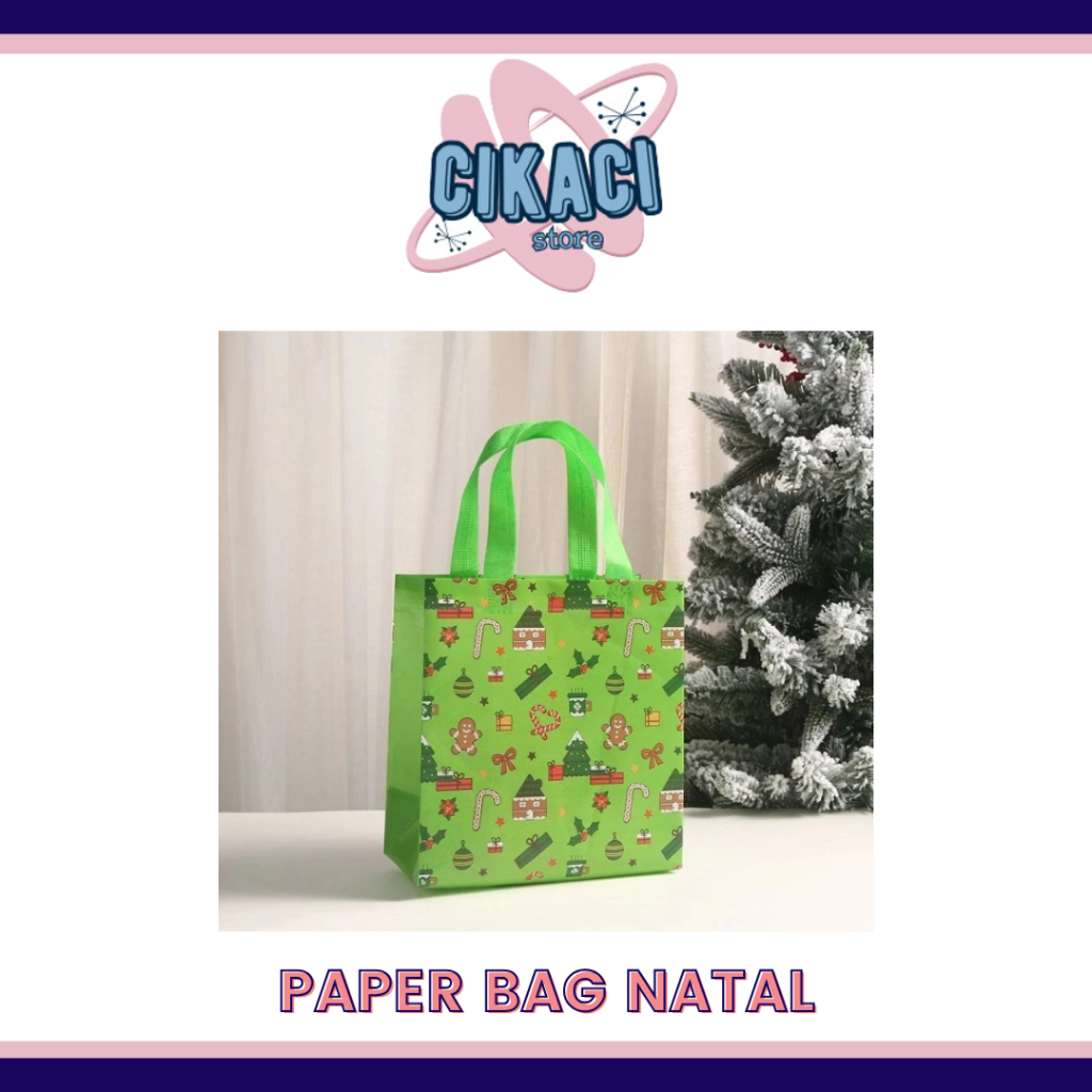 

NEW Paper Bag Natal PVC Anti Air Tas Kantong Souvenir Kado Paperbag Santa Merry Christmas Goodie Bag Pesta Natal Shopping Bag