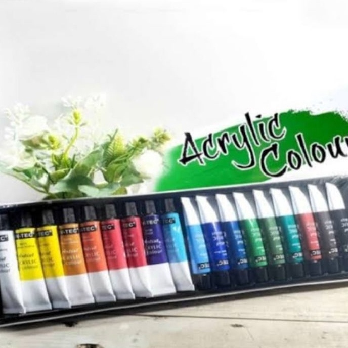 

KI3 Vtec Acrylic set 18 Cat Acrylic Colour Paint set 18warna 6ml Cat lukis akrilik VTEC