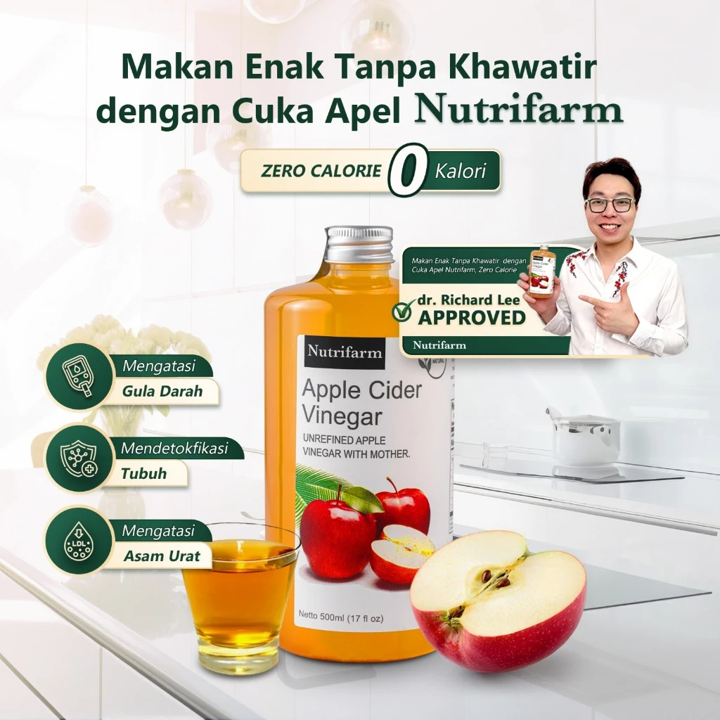 

NUTRIFARM | CUKA APEL ORIGINAL ORGANIK 500ML | APPLE CIDER VINEGAR WITH MOTHER/ CUKA SARI APEL