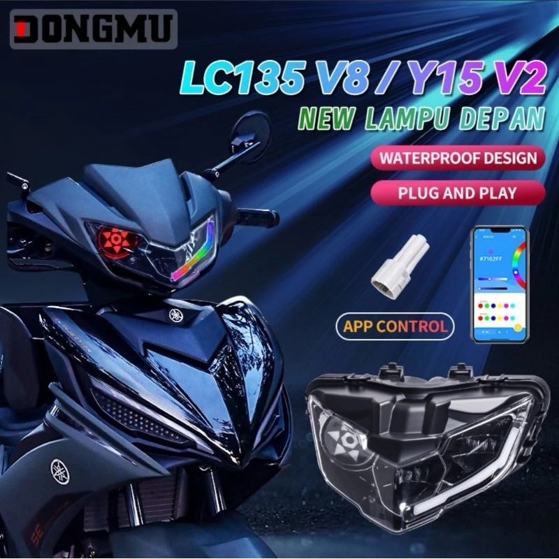 lampu depan mx new 135 v8 2022 mx king 150 rgb daymaker / headlamp y15zr v2 lc135 v8 2022 / refletor