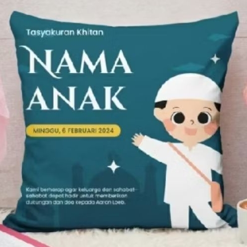 Souvenir Bantal Printing Custom Foto Khitanan Sunatan Murah