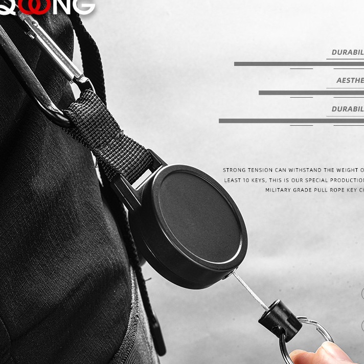 

JAMINAN KEPUASAN PELANGGAN Gantungan Kunci Retractable Carabiner Steel Wire ID Card Name Card