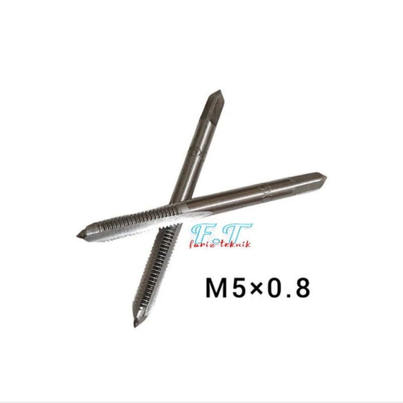 Tap PO Lurus M5 × 0.8 Hss Hand Tap m5×0.8 Mata Tap ulir drat baut 8