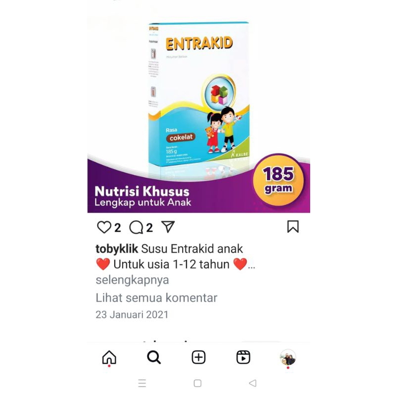 

Susu Penambah Nafsu Makan Entrakid Coklat 185gr