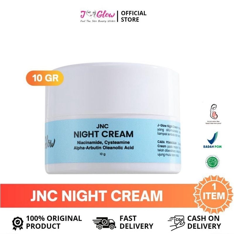 J-GLOW Night cream JNC Reguler - mencerahkan melembabkan mengglowing kan kulit wajah