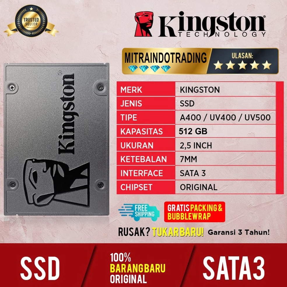 HOTSALE SSD KINGSTON 512GB SATA 25 RESMI GARANSI 3 TAHUN