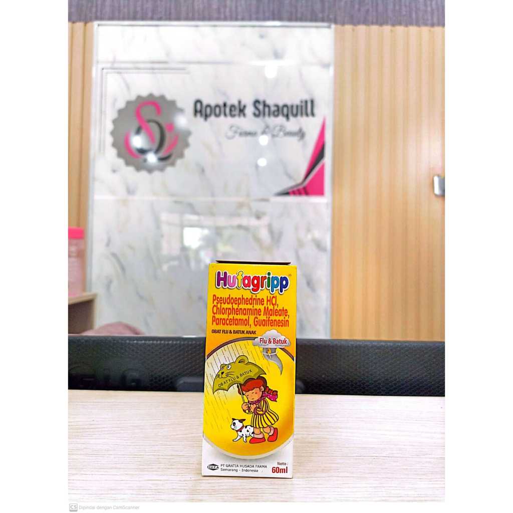 Hufagrip flu batuk 60ml /  Hufagrip kuning / hidung tersumbat/ dan bersin-bersin disertai batuk berd
