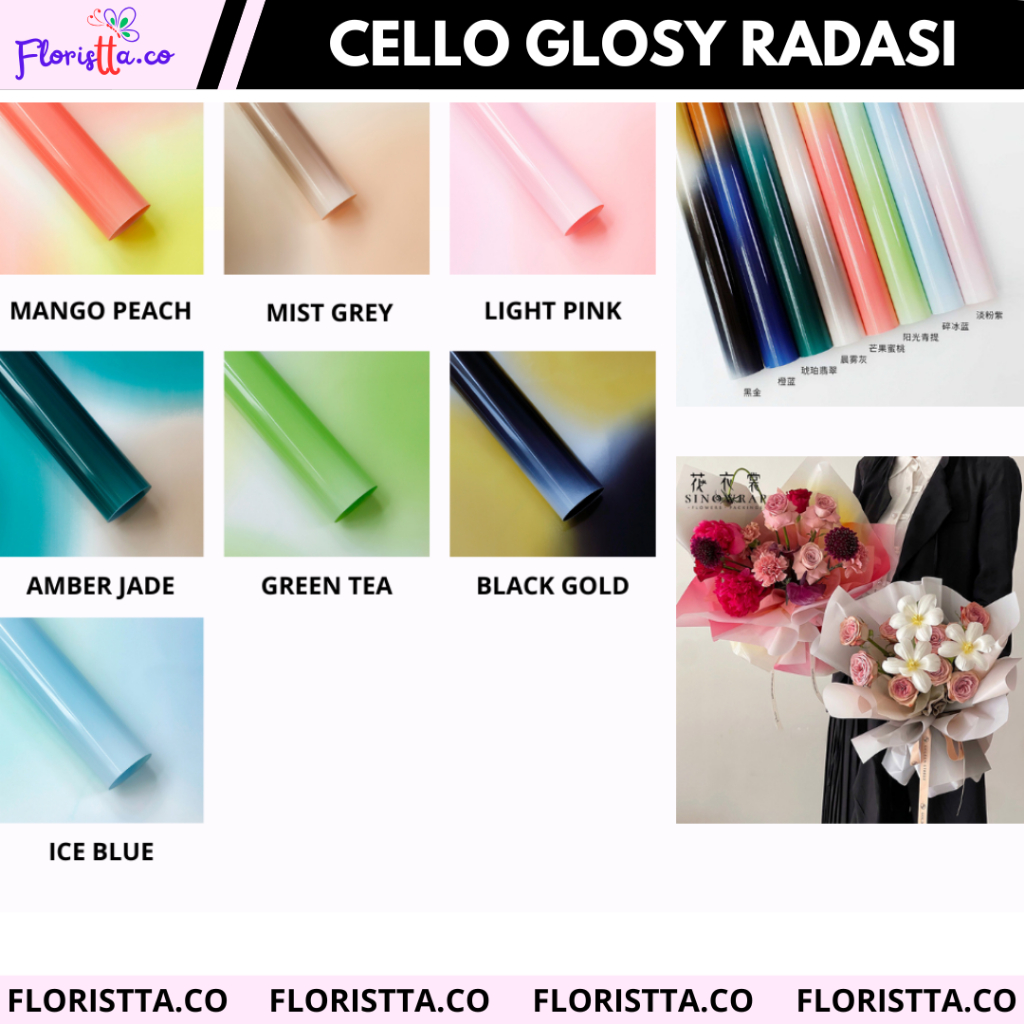 

(Lembaran) Cello Glossy Gradasi Color Flower wrapping
