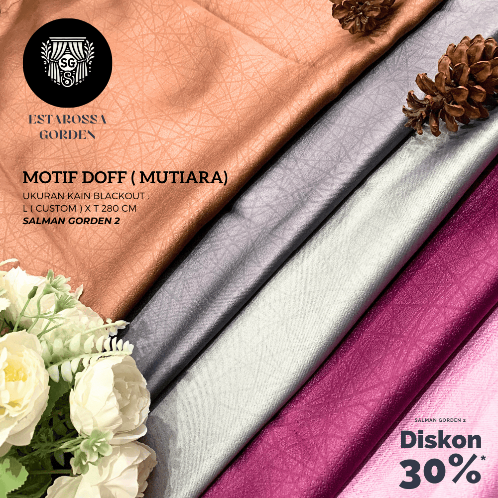 KAIN GORDEN BLACKOUT POLOS METERAN CUSTOM MOTIF SAFRON DOFF ( KAIN BLACKOUT 85% - 95% - KODE MUTIARA