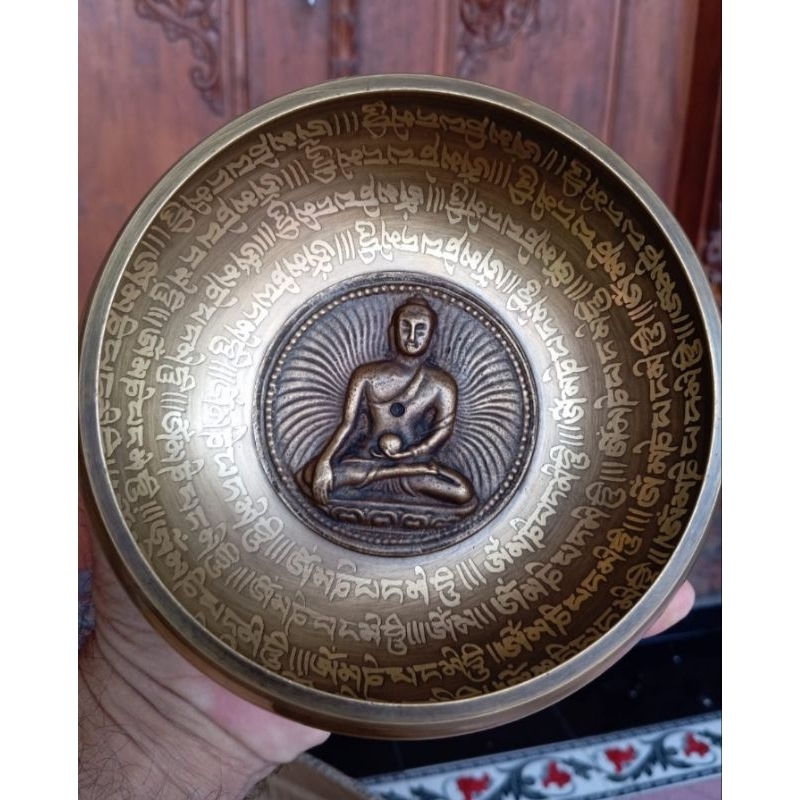 NEPAL SINGING BOWL MOTIF  BUDDHA SIZE 13CM