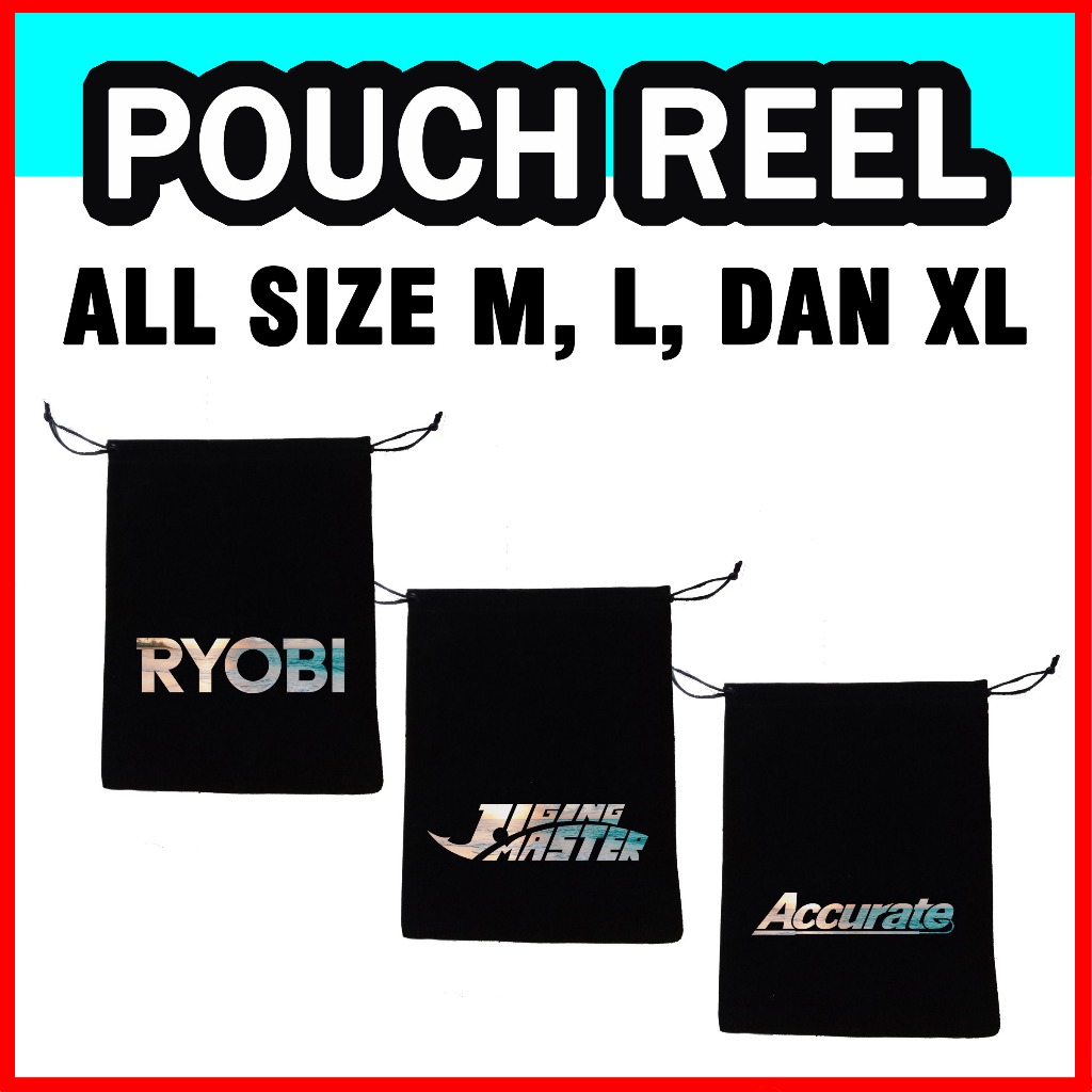 Sarung Pouch Tas Reel Pancing Ryobi, JM, Accurate Bahan Beludru  Halus Serbaguna