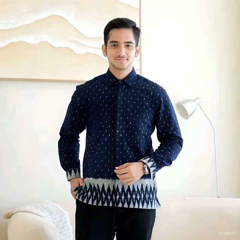 Kemeja Tenun Formal, Kemeja Pria Panjang Tenun Troso A57