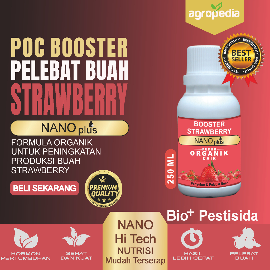 NUTRISI BOOSTER Pupuk Strawberry Agar Cepat Berbuah, Super Pelebat Buah Strawberry ,  Pupuk Perangsa