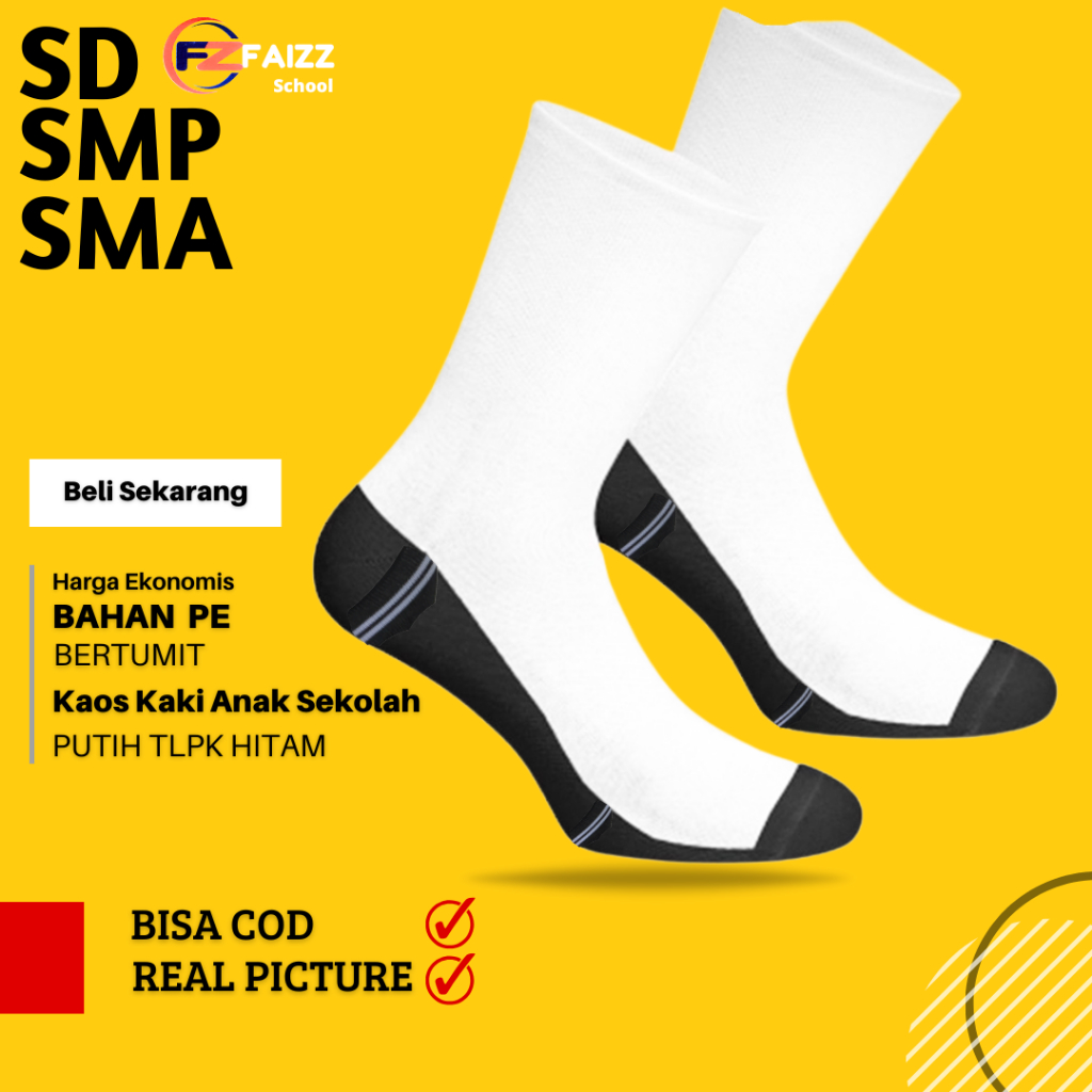 Grosir 1 Lusin Kaos Kaki Sekolah SD SMP SMA , Kaos Kaki Sd Smp Sma bahan PE