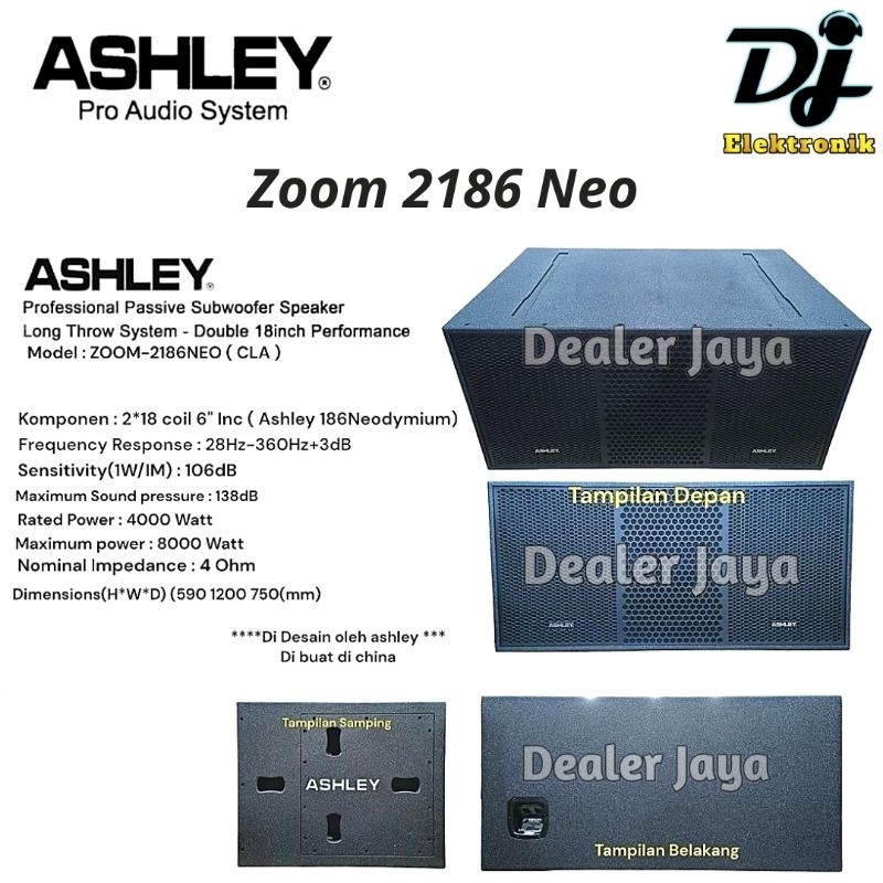 Speaker Subwoofer Pasif Ashley ZOOM 2186 NEO / ZOOM2186 NEO - 18 inch