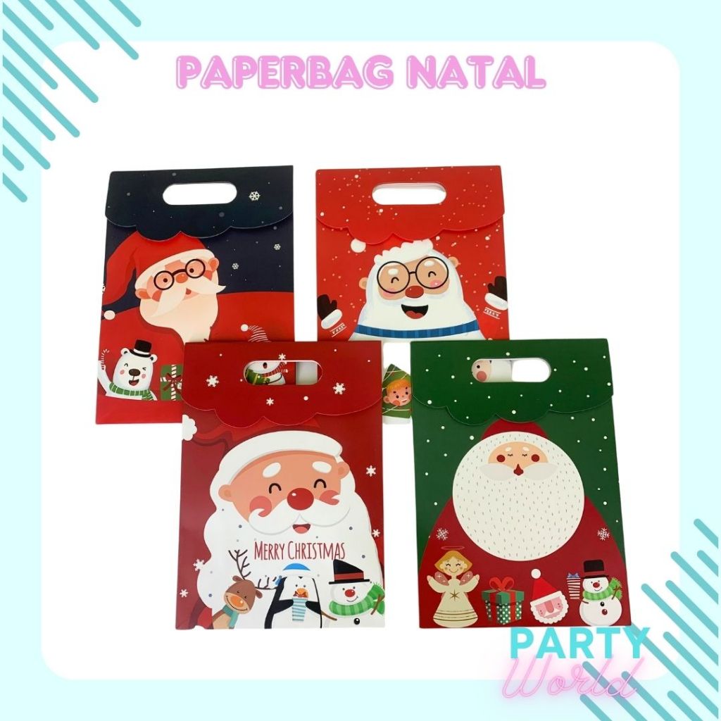 

Paperbag Natal 26.5x19 Premium Paperbag Besar Tutup Souvenir Hampers Merry Christmas Santaclaus Natal Paperbag Natal Tebal