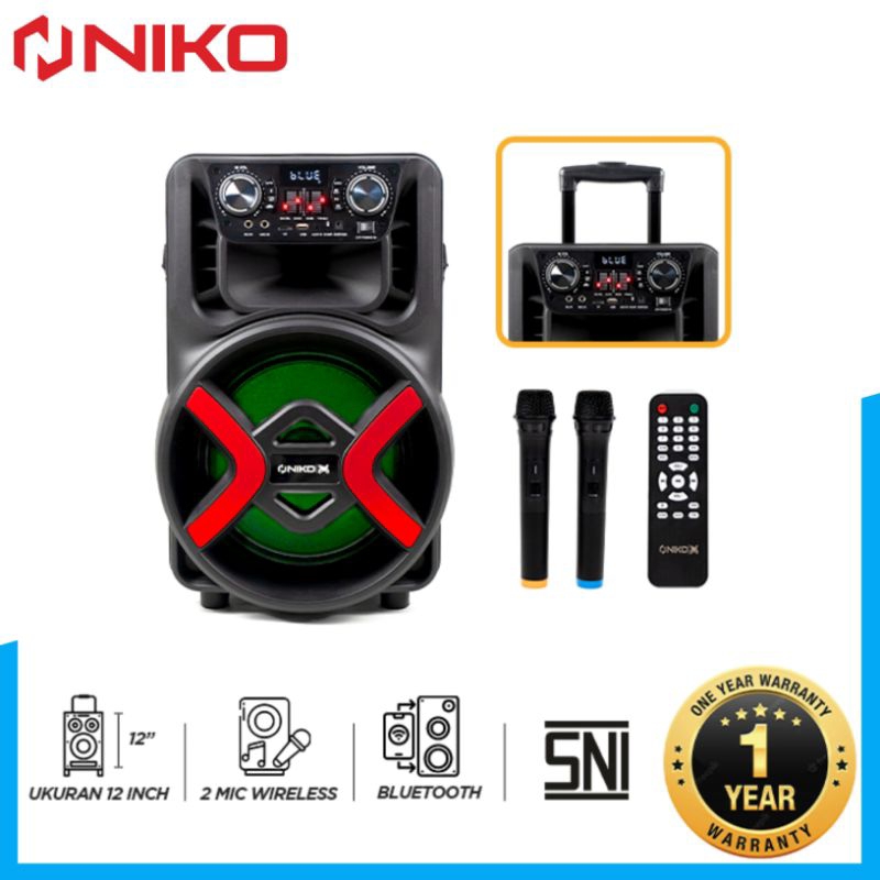 Speaker bluetooth NIKO PT 1201 Speaker portabel bluetooth karaoke 12 inch