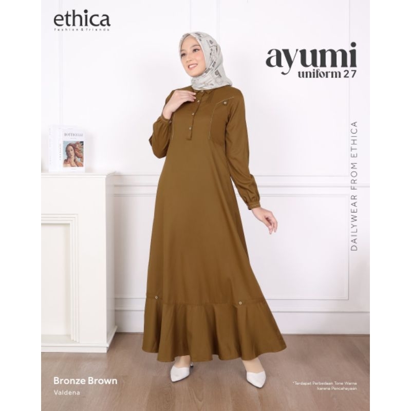 Ethica Ayumi Uniform 27 Bronze Brown, Gamis ASN, Gamis PNS, Gamis PDH, Gamis Guru, Gamis Seragam