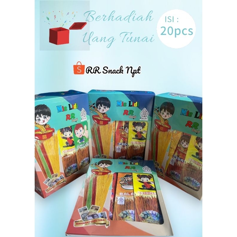 

MIE LIDI KARAKTER LUCU RR SNACK VIRAL 1 BOX ISI 20 PCS