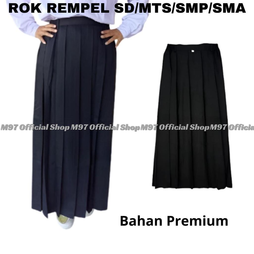 Rok Panjang Sekolah Warna Hitam Model Rempel Lipit Premium - Rok Panjang Hitam SD/MTS/SMP/SMA