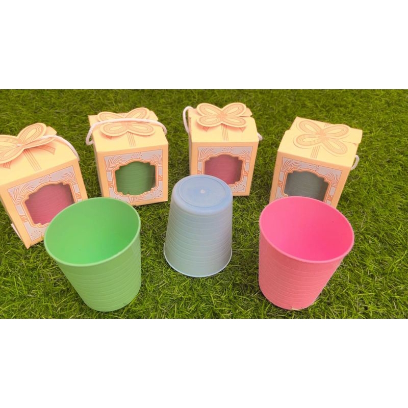 ISI 50 PCS SOUVENIR PERNIKAHAN GELAS KEMASAN BOX