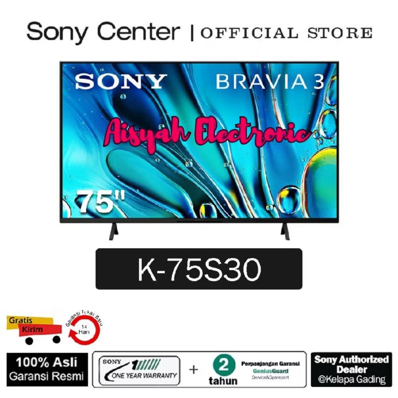 GOOGLE TV SONY 75 INCI 75S30 NEW SERIES 2024 GARANSI RESMI