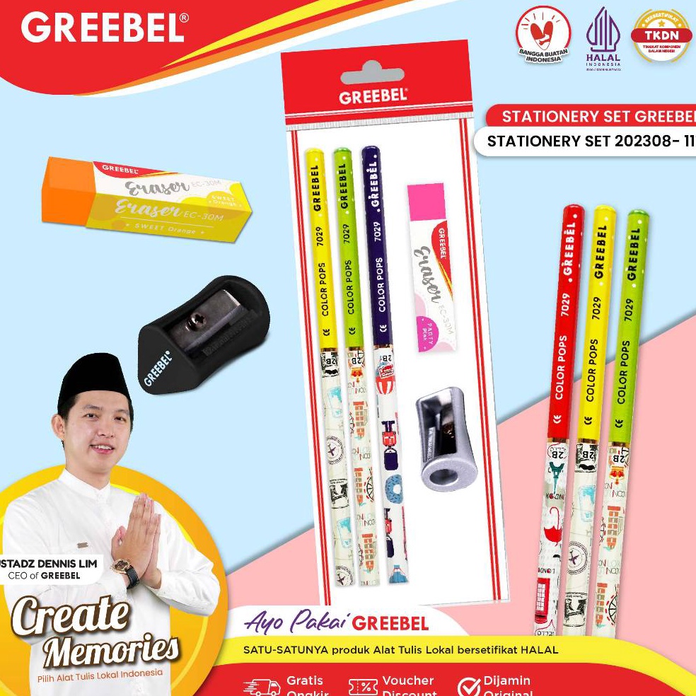 

Paling Menarik GREEBEL Pensil Set Alat Tulis Anak Sekolah STATIONERY SET 2238111 Stationery Set Paket Alat Tulis