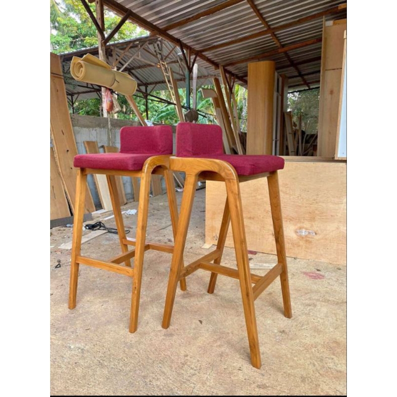Kursi Bar tinggi jati, kursi bar cafe minimalis jati
