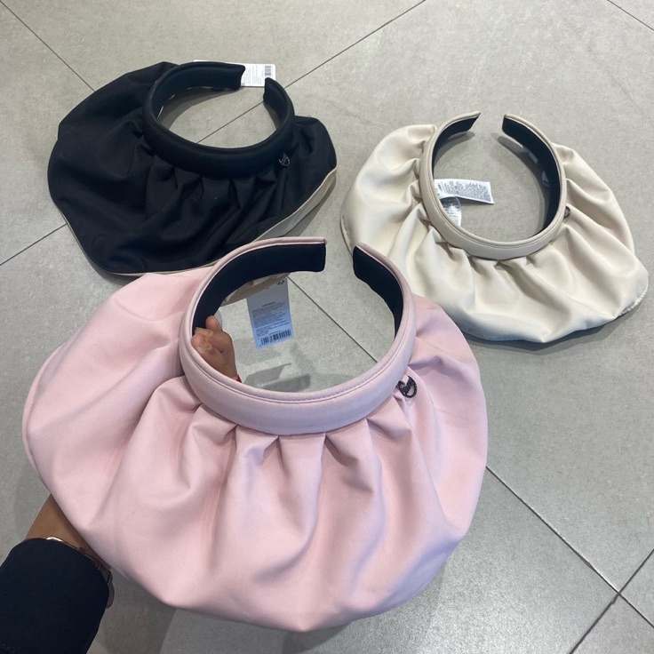 Kualitas Handal  Shell Shaped topless sun visor hat pink cream black  topi pantai miniso  topi minis