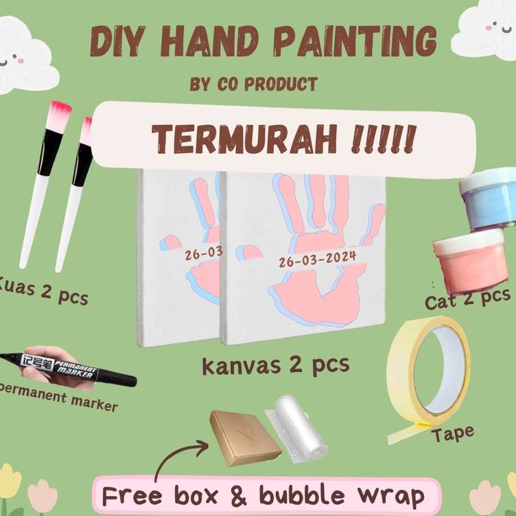 

Langsung Proses DIY Hand Painting Kit 1 set free box canvas lukis Lengkap set lukis tangan couple