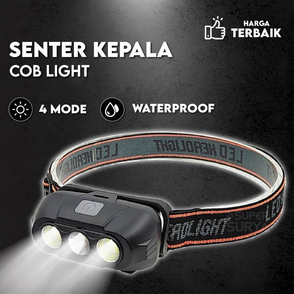 Model Terheboh  Senter Kepala Mini COB Cree Light Senter Cas Rechargeable Headlamp LED