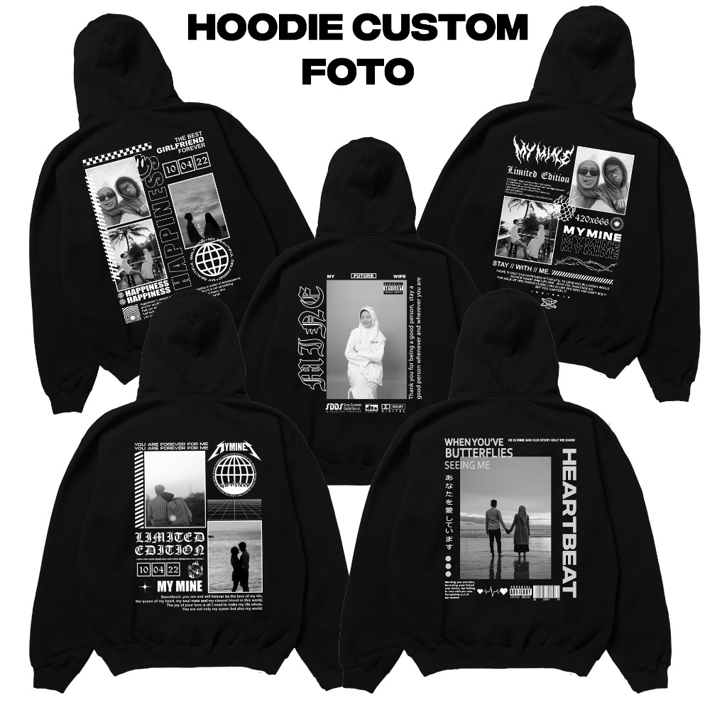 Hoodie sablon foto sendiri bisa ganti kata kata Bisa custom foto sendiri bahan fleece 280