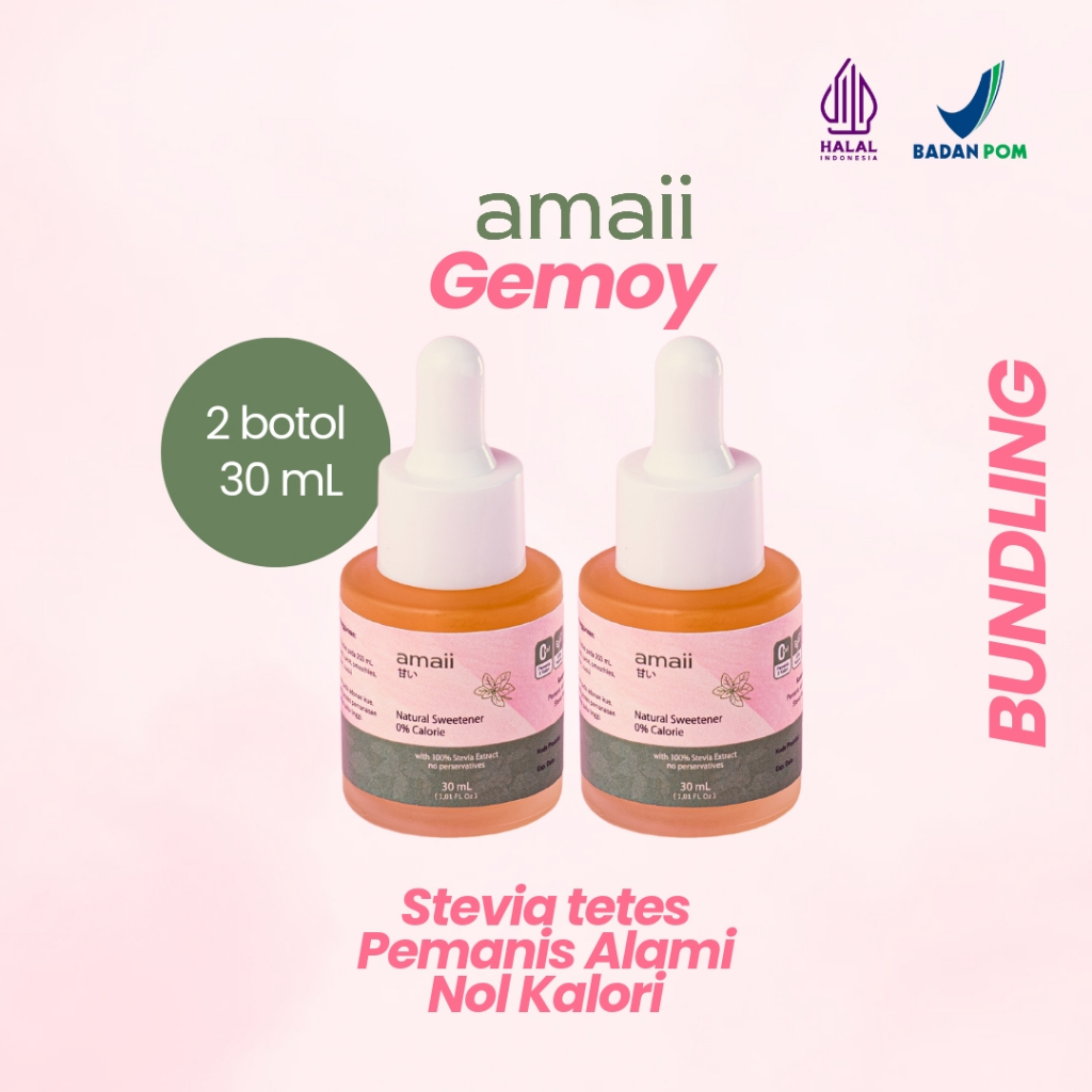 

BUNDLING AMAII GEMOY (2 Botol x 30 mL) - Pemanis Alami Nol Kalori / Natural Sweetener Zero Calorie Liquid Stevia