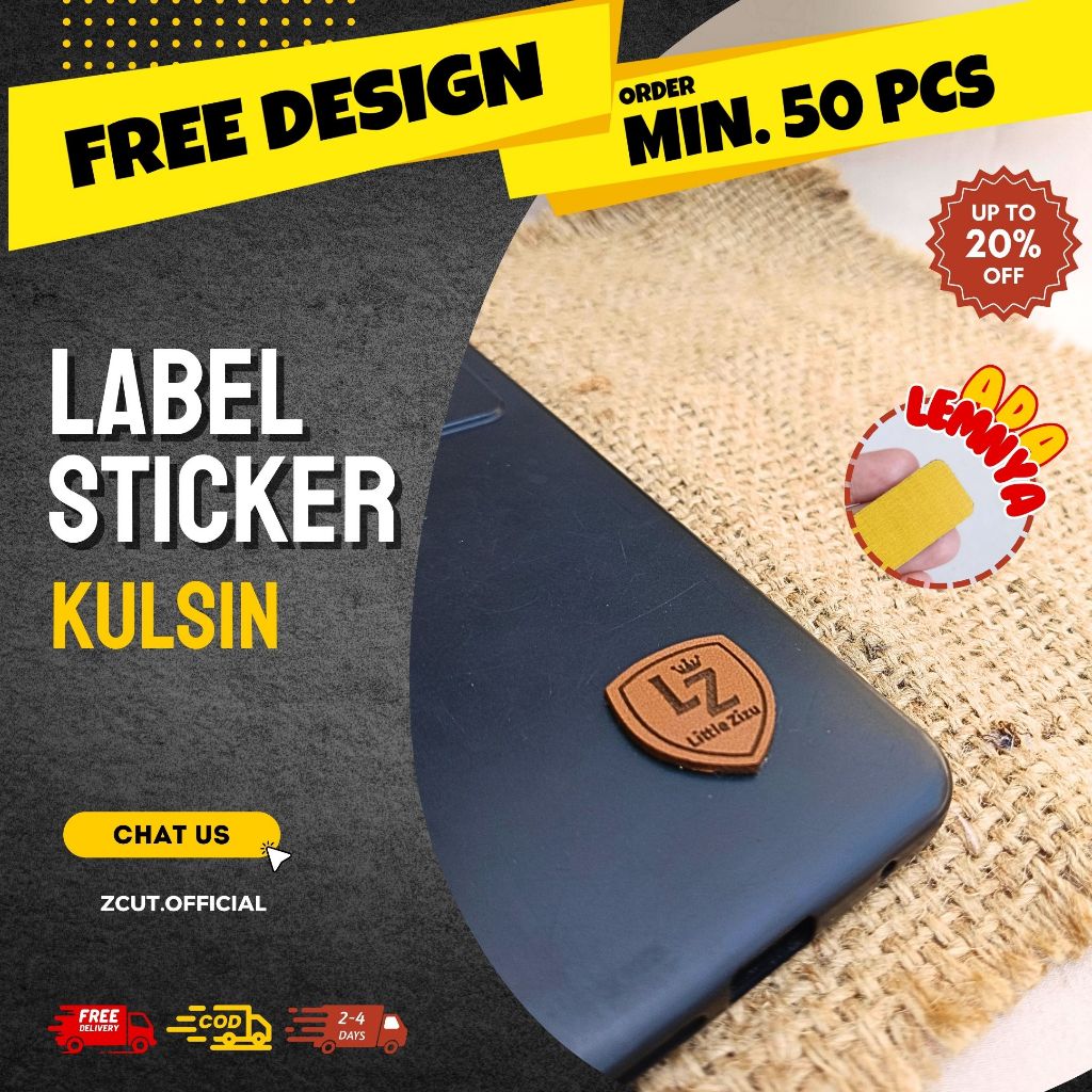 [MIN 50pcs] STICKER Label Kulit Sintetis Kulsin Custom Rebranding dompet, rajut, tas, pakaian Warna